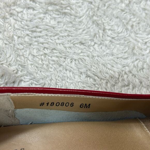 Vintage 90s Ros Hommerson red white saddle shoe low heeled square toe pumps, 6 - Picture 10 of 10